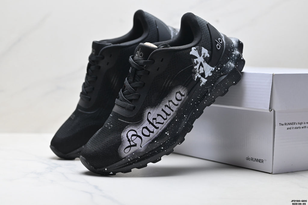 Alo Yoga Alo Runner – Black | Breathable Mesh Low-Top Sneaker | City Commute & Training A0590U-Black