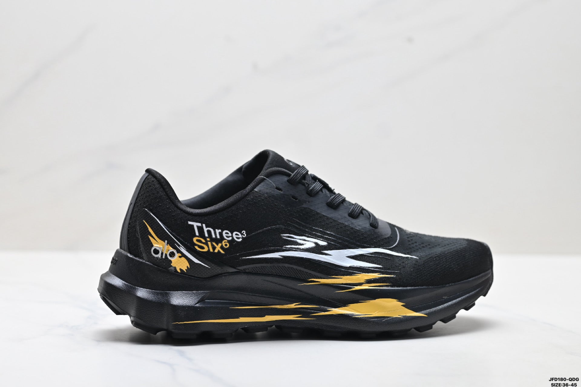 Alo Yoga Alo Runner – Black | Breathable Mesh Low-Top Sneaker | City Commute & Training A0590U-Black and yellow