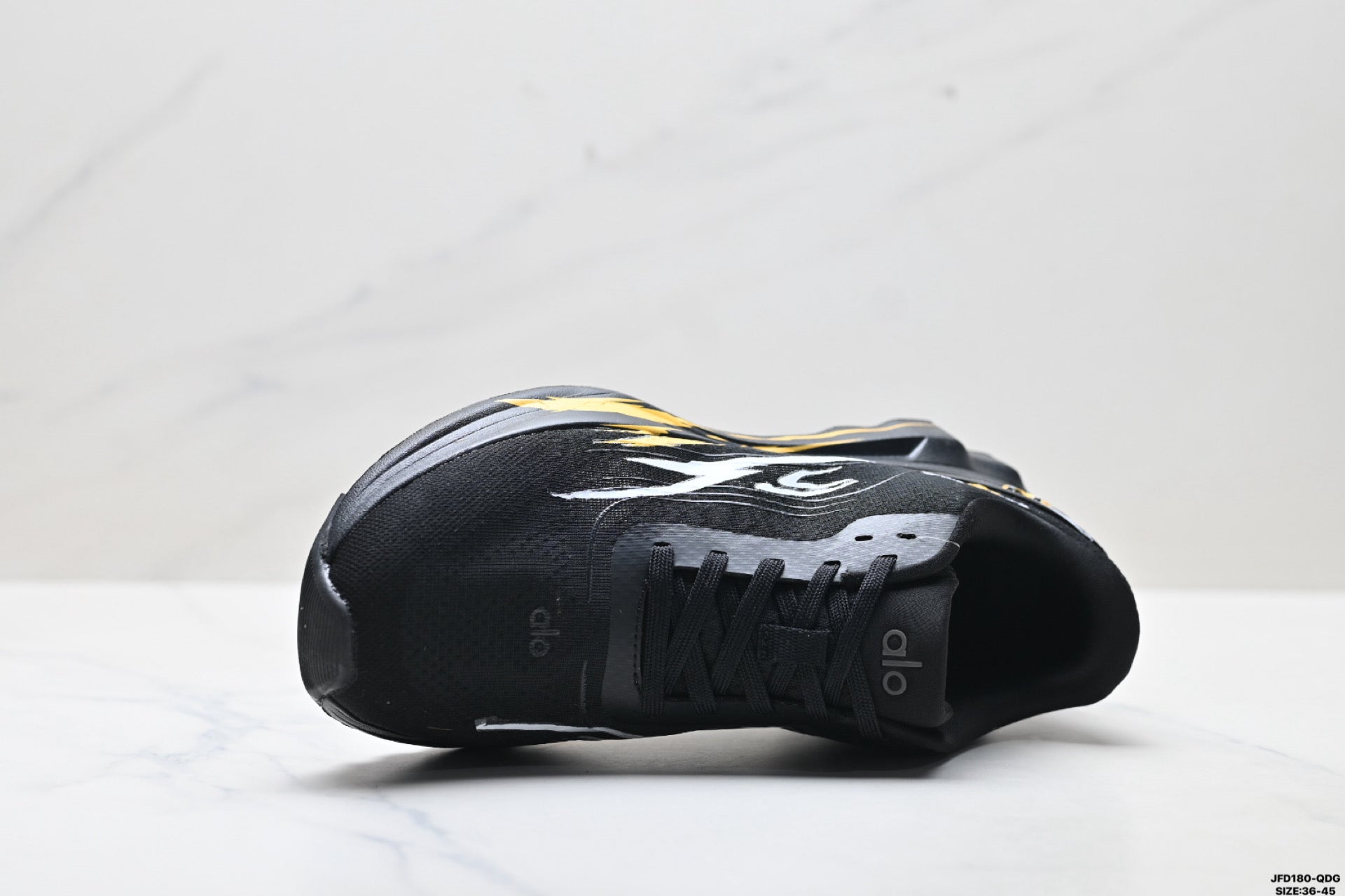 Alo Yoga Alo Runner – Black | Breathable Mesh Low-Top Sneaker | City Commute & Training A0590U-Black and yellow