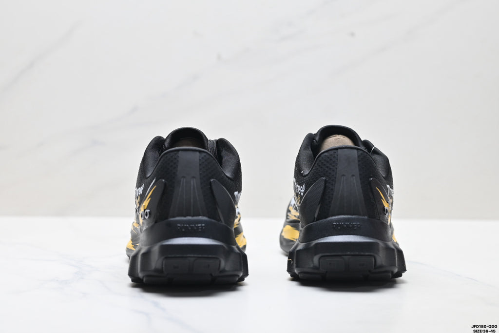 Alo Yoga Alo Runner – Black | Breathable Mesh Low-Top Sneaker | City Commute & Training A0590U-Black and yellow